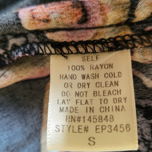 Everly Black Floral Trousers Pants,size S - Picture 7 of 8